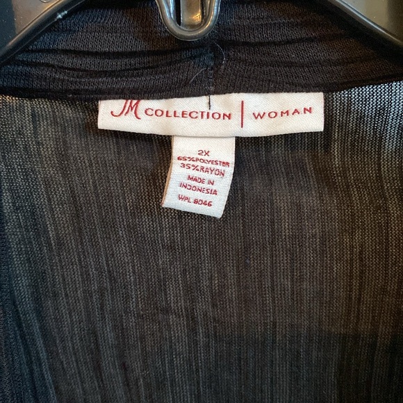 🖤 Ultra Lightweight Long (31”) 3/4 Ruched Sleeve Open Summer Cardigan, Plus 2X - Picture 13 of 15